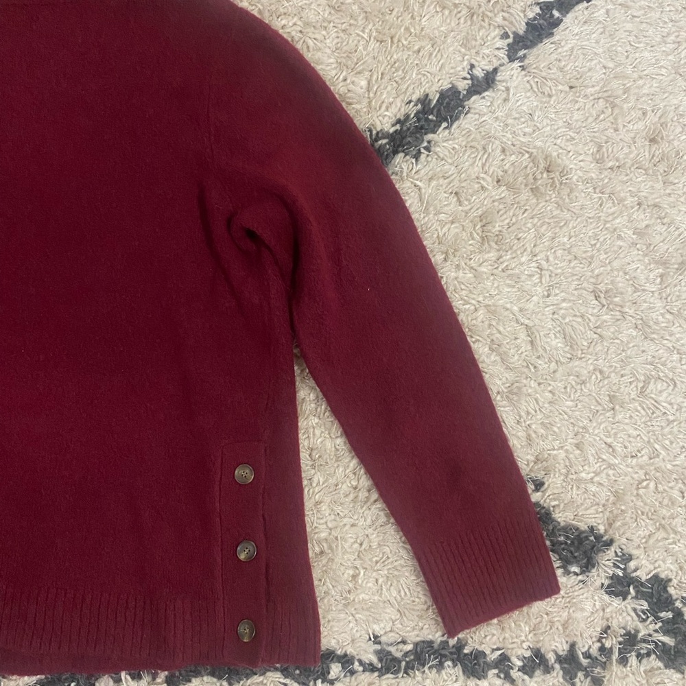 J.Crew Red Wool Button Side Turtleneck Sweater - image 4